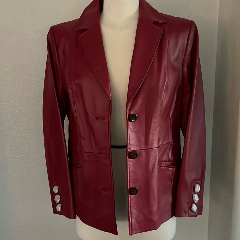 Red Leather Blazer NWOT